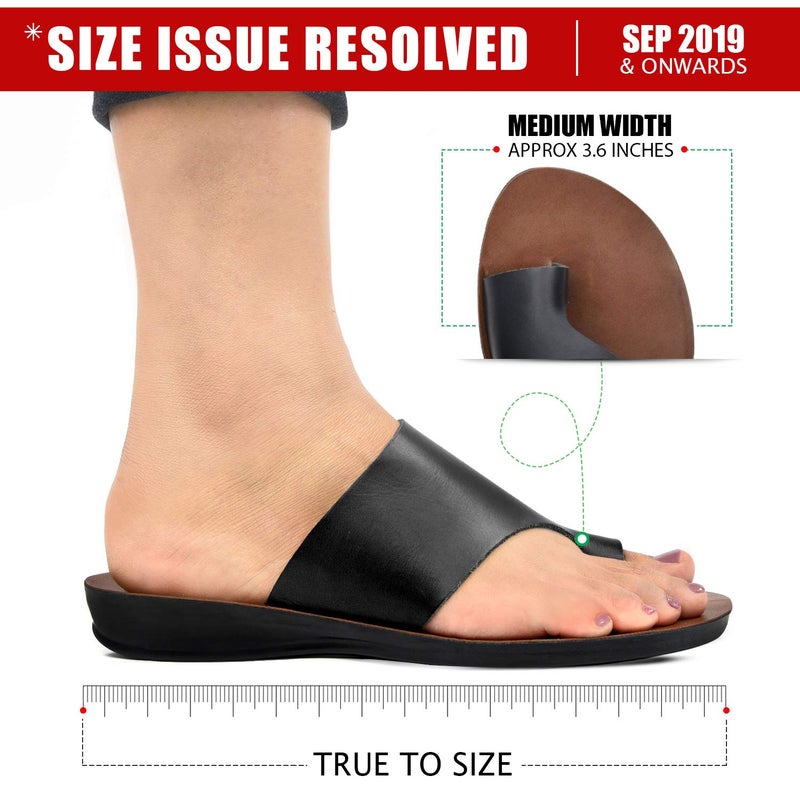 Aerosoft Womenâ€™s Split Toe Slide Sandals Comfortable Summer Flats for Walking Travel & Casual Wear Cute Dressy Outdoor Fashion Footwear (Daffodil Black Size 7) - Image 5